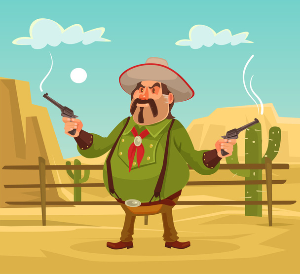 Mexican robber. Whild west. Vector flat cartoon illustration. Robber in desert - Vector, imagen