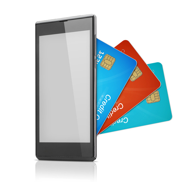 Karty kredytowe i telefon komórkowy - Zdjęcie, obraz