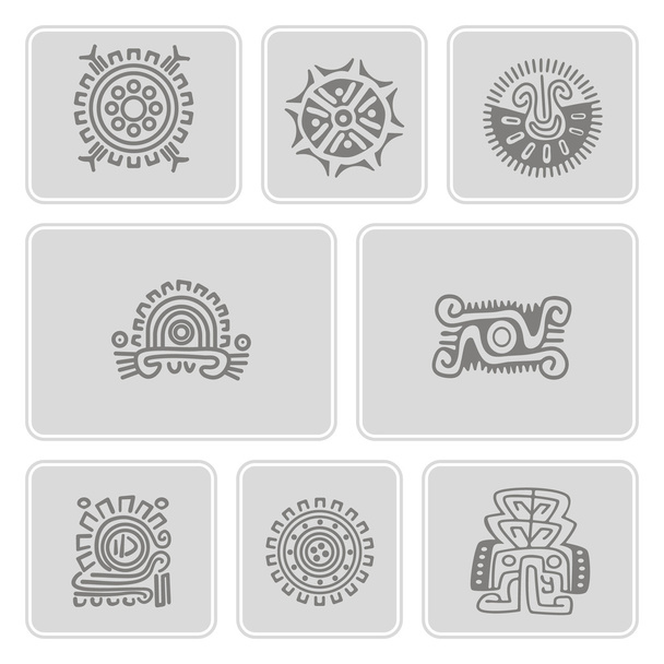 Ensemble d'icônes monochromes avec l'art indien américain
   - Vecteur, image