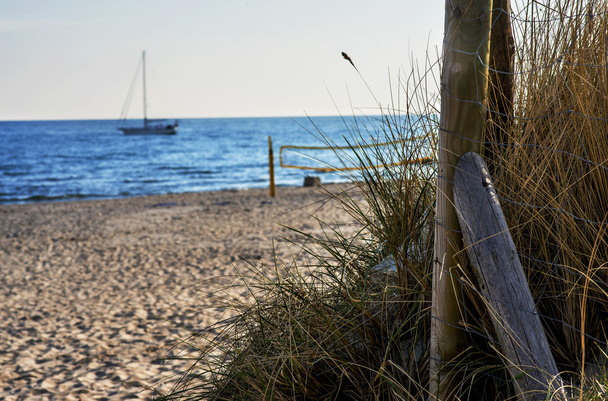 Парусник на якоре на пляже в Балтийском море
 - Фото, изображение