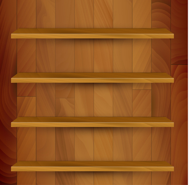 Vector wooden empty realistic bookcase - Vector, imagen