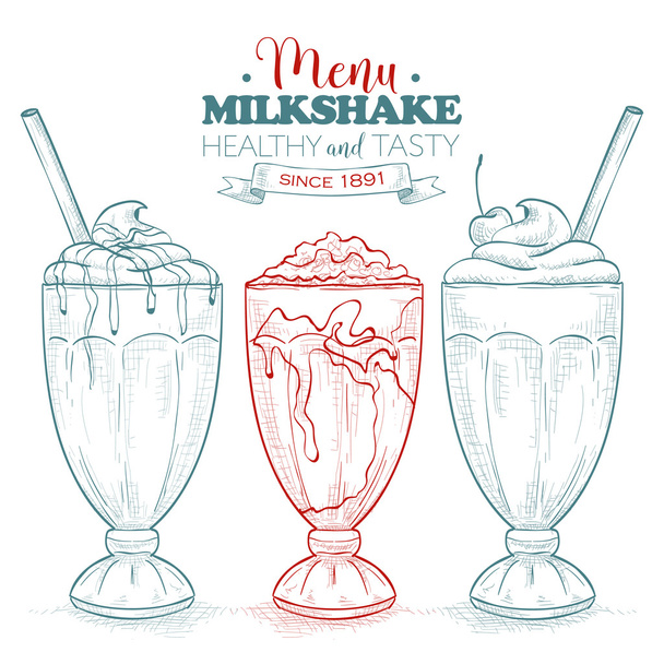 Scetch milkshake menu - Wektor, obraz