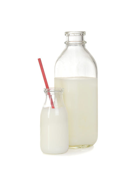 glass and bottle of milk - Foto, imagen