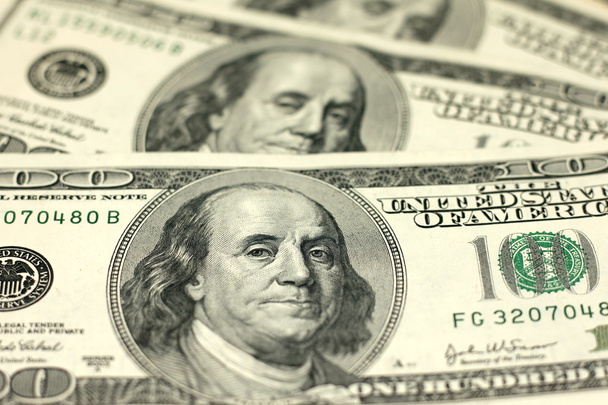 Honderd dollar rekeningen close-up - Foto, afbeelding
