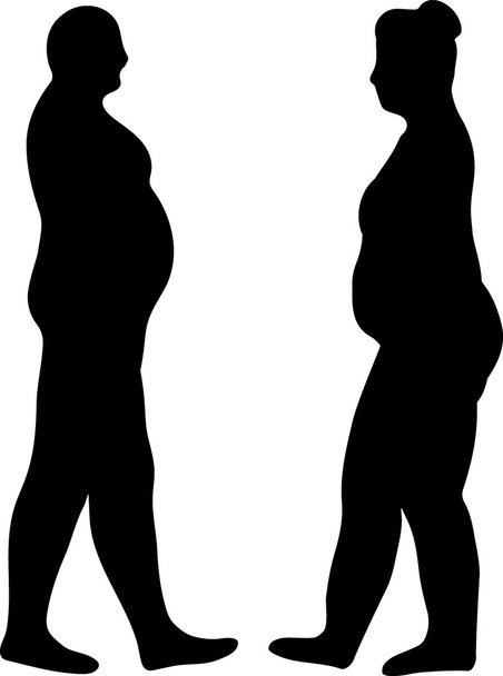 silhouettes of fat men and women - Vector, Image