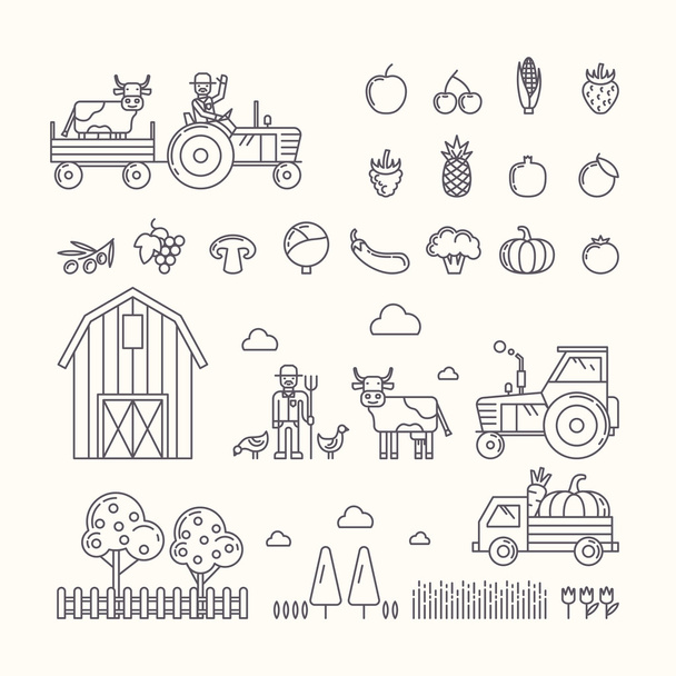 Vector illustration of organic farm. - Vector, Image