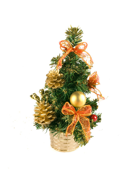 Christmas orange gold  tree on white background - Valokuva, kuva