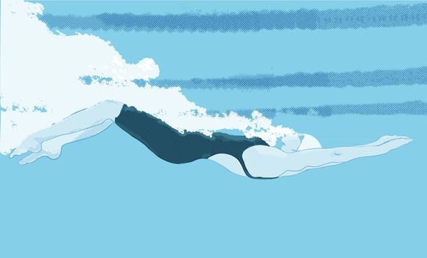 Διαγωνισμός κολύμβησης σε Ολυμπιακούς Αγώνες - Διάνυσμα, εικόνα