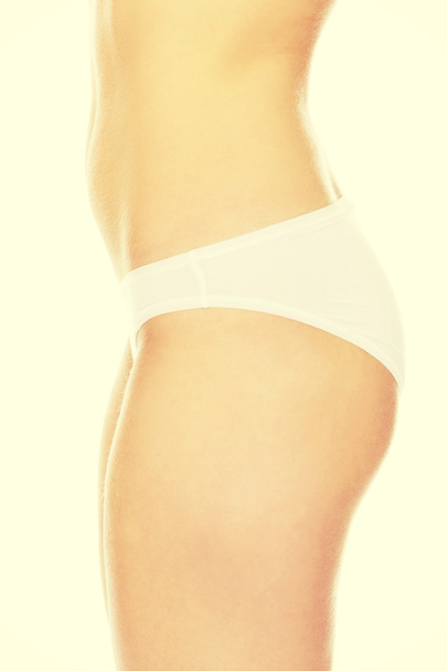 Beyaz iç çamaşırı kadın seksi vücut yan görünüm - Fotoğraf, Görsel