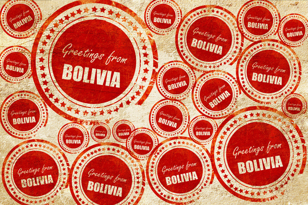 Greetings from bolivia, red stamp on a grunge paper texture - Foto, imagen