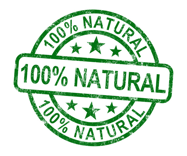 El sello natural al cien por cien muestra un producto genuino puro
 - Foto, Imagen