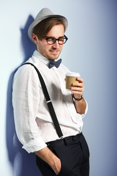 man with cup of coffee - Фото, зображення