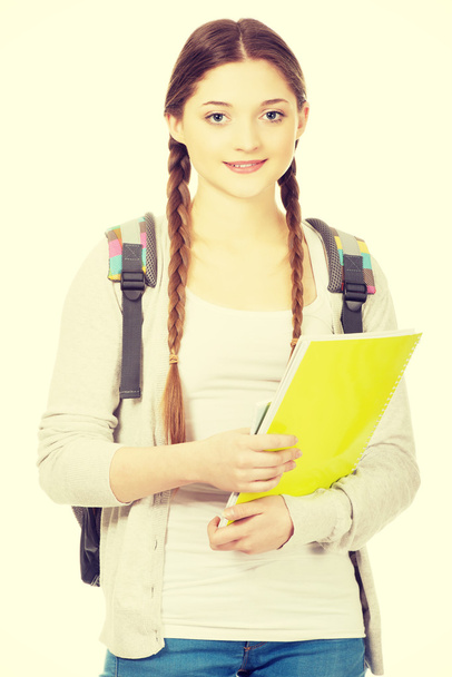 Teenager girl with school backpack. - Fotó, kép