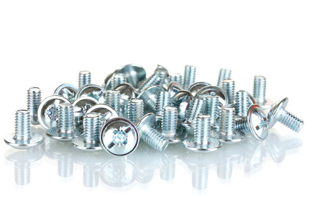 Chrome bolts isolated on white background close-up - 写真・画像
