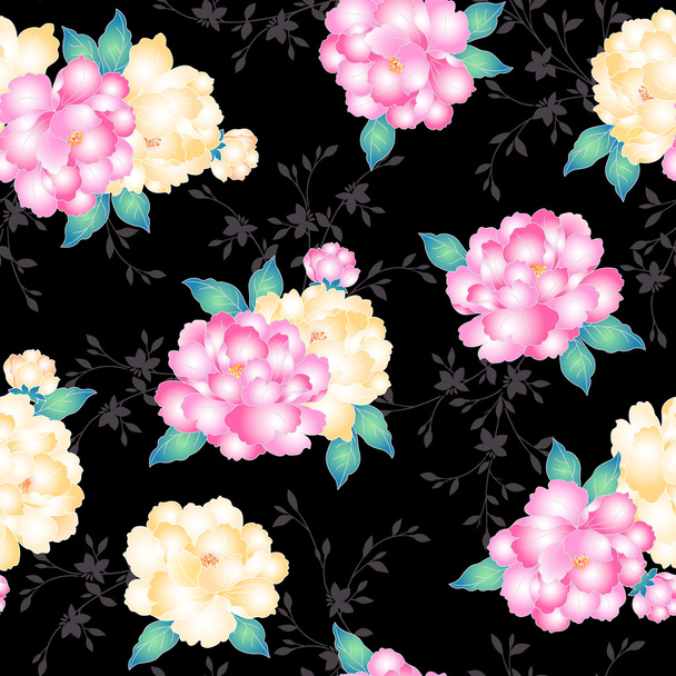Japanese style peony pattern - Vecteur, image