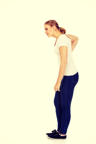 Young woman with back ache - Zdjęcie, obraz