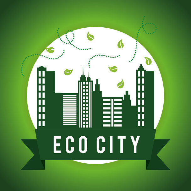 Eco design. City icon. Flat illustration - Vektör, Görsel