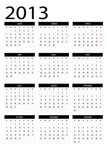 Calendario 2013
 - Vector, Imagen