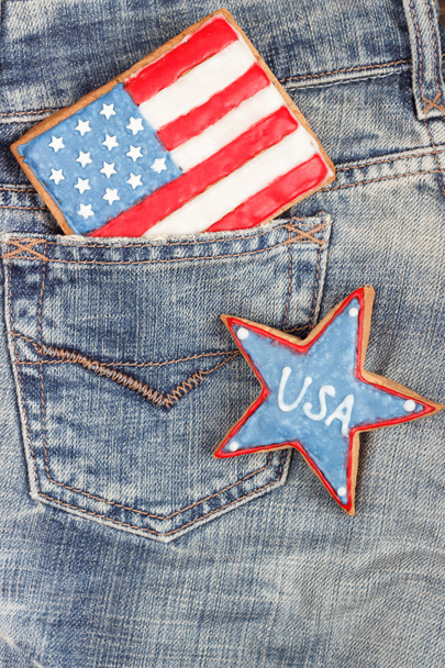 Печенье с американскими патриотическими цветами в кармане
 - Фото, изображение