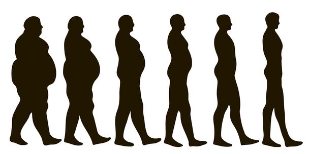 τα βήματα της απώλειας βάρους ανδρών - Διάνυσμα, εικόνα