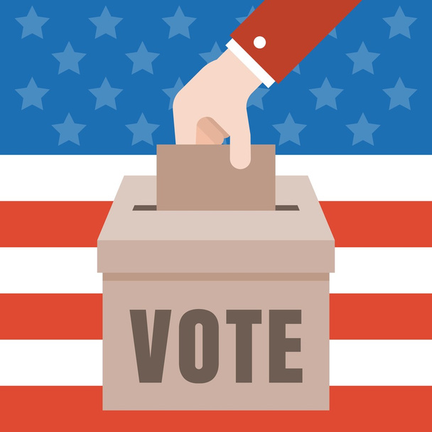 Εικονογράφηση ψηφοφορία με αμερικανική σημαία φόντο - Διάνυσμα, εικόνα
