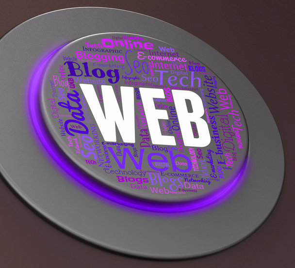 Botón web muestra sitios web en línea y el control de renderizado 3d
  - Foto, Imagen