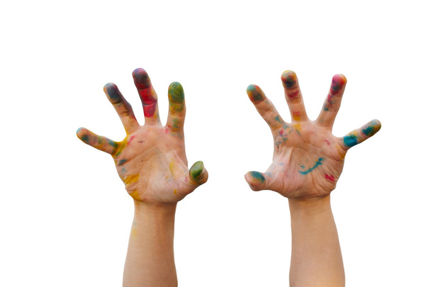 Messy hand with colour - Foto, Imagen