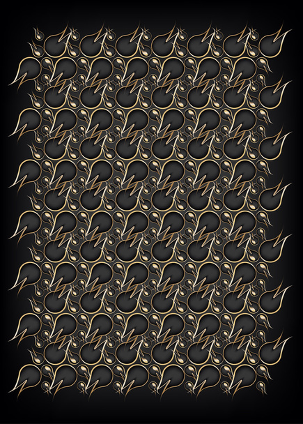 Abstract black and golden tulips background in oriental style - Vector, afbeelding