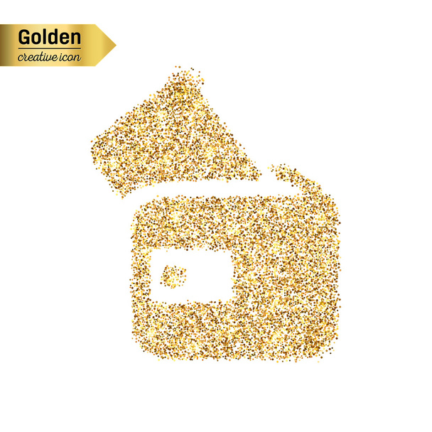 Gold glitter vector icon of wallet isolated on background. Art creative concept illustration for web, glow light confetti, bright sequins, sparkle tinsel, bling logo, shimmer dust, foil. - Vettoriali, immagini