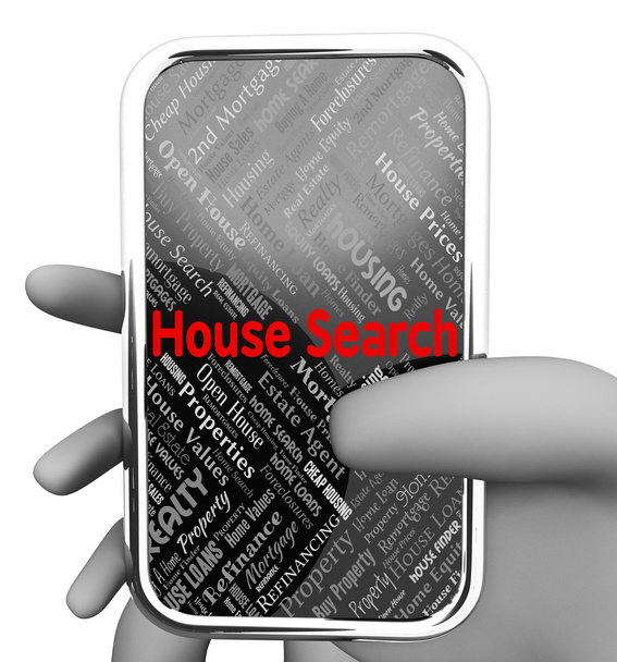Szukaj House pokazuje witryny sieci Web i porównywać renderowania 3d  - Zdjęcie, obraz