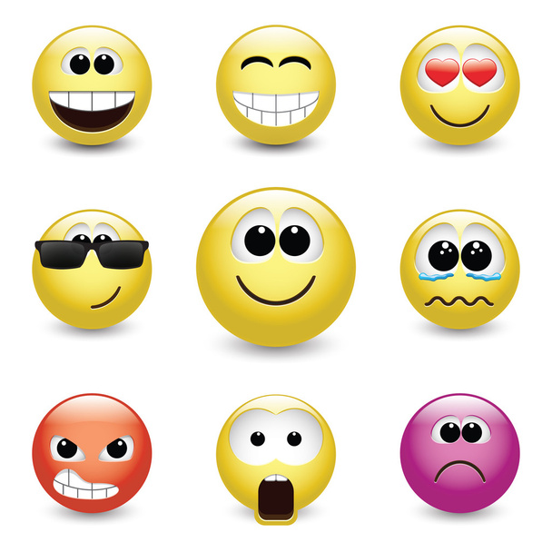 Smiley faces expressing different feelings - Vektor, obrázek
