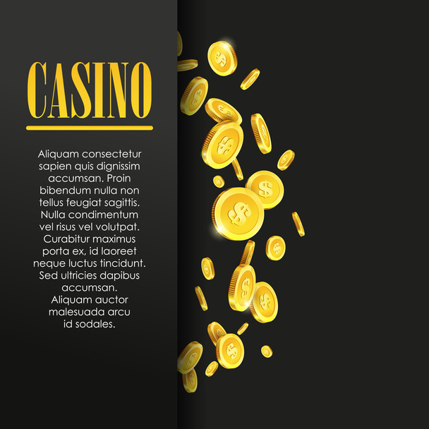 Casino Poster  with Golden Coins. - Vector, Image