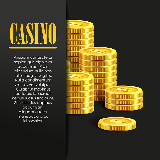 Casino Poster  with Golden Coins. - ベクター画像