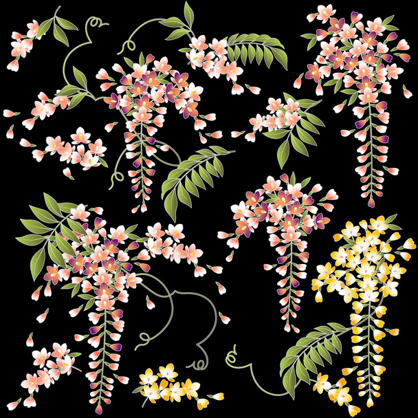 Estilo japonês wisteria
 - Vetor, Imagem