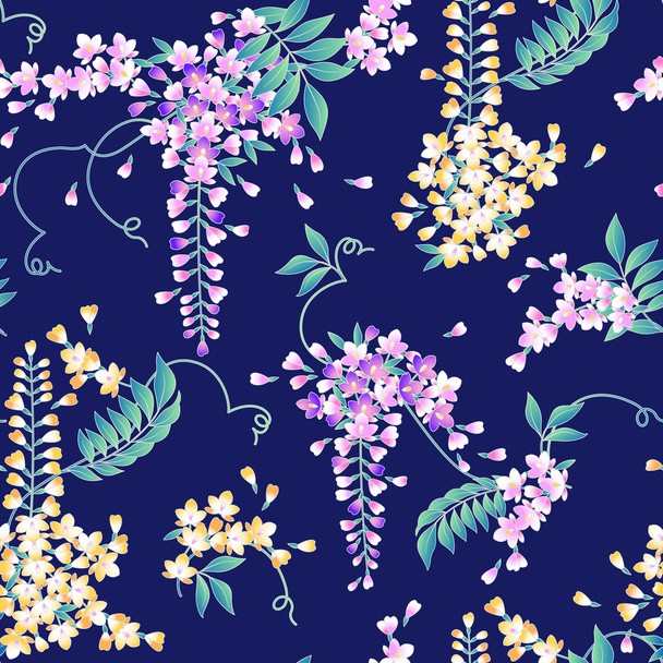 Japanese style wisteria pattern - Vektor, kép