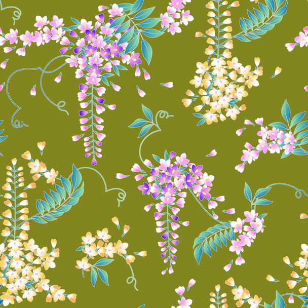 Japanese style wisteria pattern - Vector, Image