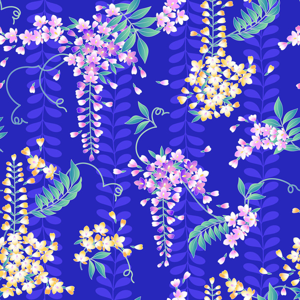 Japanese style wisteria pattern - Vector, afbeelding