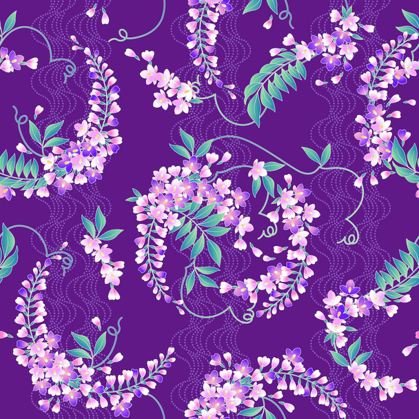 Japanese style wisteria pattern - Διάνυσμα, εικόνα