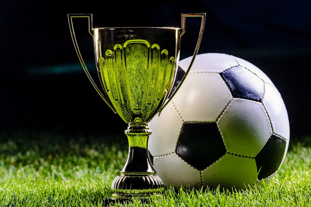 Football cup with football ball - Foto, Imagen