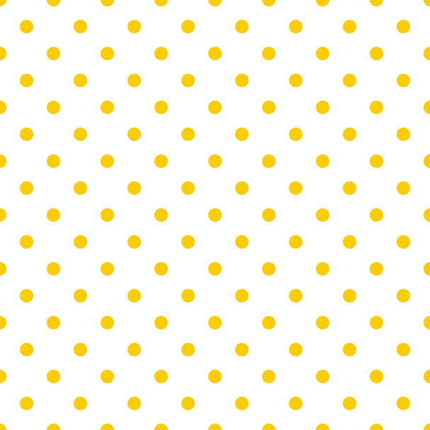 Tile vector pattern with yellow polka dots on white background - Vector, Image