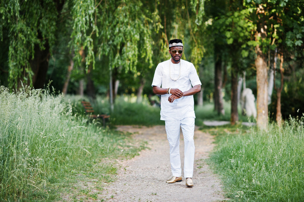 Portrait of stylish and rich black african american man on white - Фото, зображення