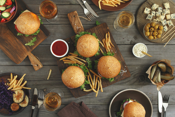 Burgers with different food - Фото, изображение