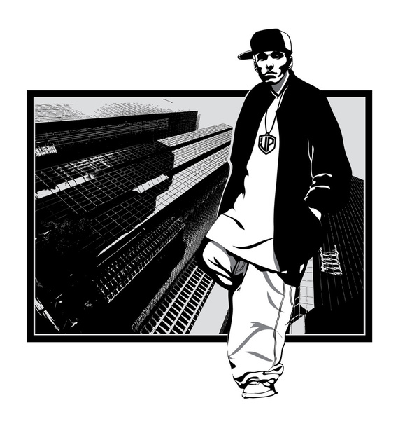 Rapero Hip Hop Man - Vector, imagen