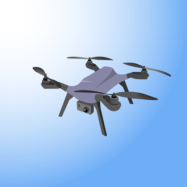 Reális távoli levegő drone quad-helikopter kamerával. Vektoros illusztráció. - Vektor, kép