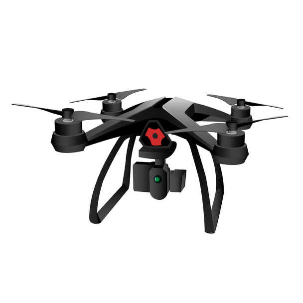 Realistic remote air drone quad-copter with camera. Vector illustration. - Vector, Image