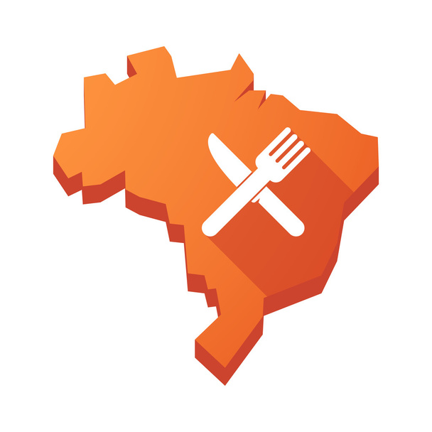 Ілюстрація ізольованих Бразилії карту з ножем і виделкою - Вектор, зображення