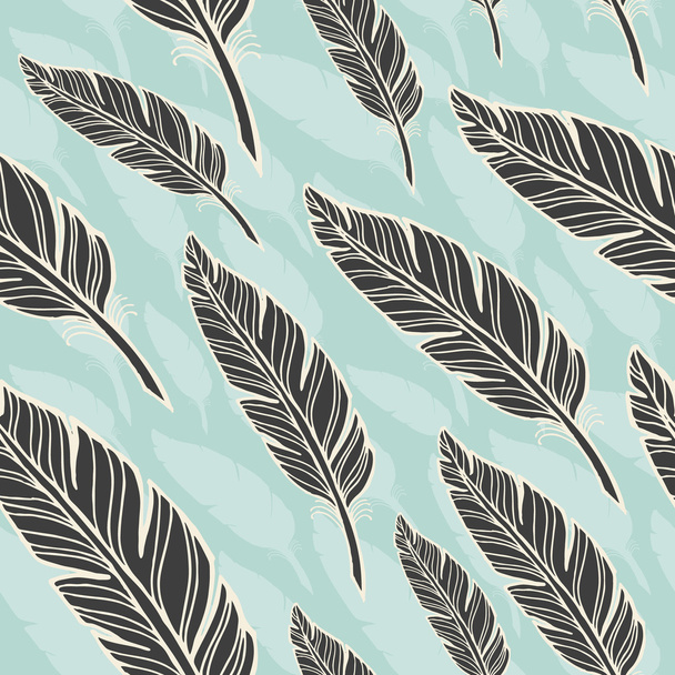 pattern with black feather - Vector, afbeelding