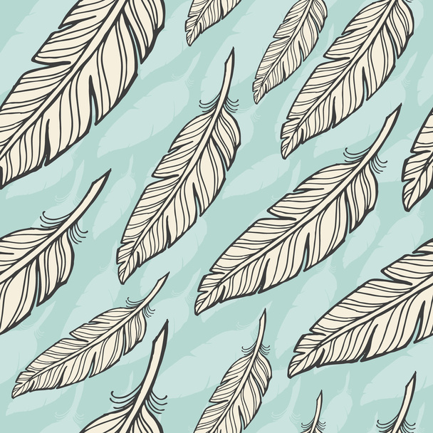 pattern with white feather - Vector, Image