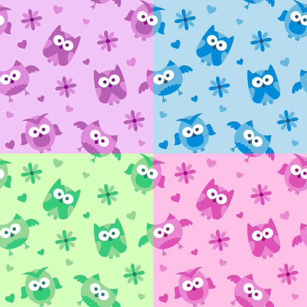 Owls patterns - Вектор,изображение