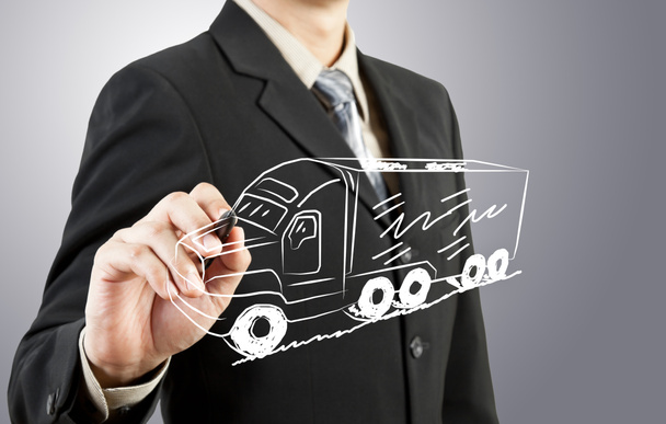 Business man draw truck transportation - Photo, Image